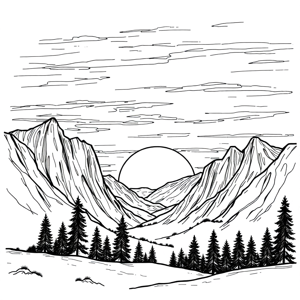 Download Your Free Sunrise with Mountains Sketch!